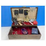 Jewelry Box with Belt Buckles, Earrings,