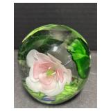 Lily & Frog Glass Paperweight