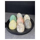 Cast Iron Egg Poacher with 7 Marble/Stone Eggs