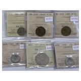 6 I.C.C.S. Graded Foreign Coins