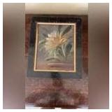 Small 19th century painting of lilies on board c. 1880