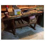 Dunlap 05241 vise and work bench, 75.5”w x 24”d x 32”h excludes all contents