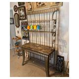 Metal bakers rack, gold color, includes hanging glasses only