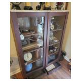 Antique Wood Glass Door Bookcase w/2 Bottom Drawers and Marble Top EXCLUDING CONTENTS 38 x 50½ x 11