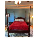 Sumpter Cabinet Rice Queen Complete 4 poster bed w/ carved post