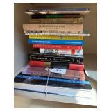 Shelf of books and checkerboard & bananagrams