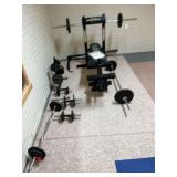 Vector 7 weight bench, dumbbells, bars, weights