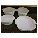 Vintage Corningware Blue Cornflower Casseroles, Lid