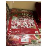 2 Full/Queen 3 piece Jolly Holiday quilt sets, 2 Christmas pillows