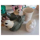 Canine Kitchen Crock, Pair of Chickens, Ceramic Duck Canister