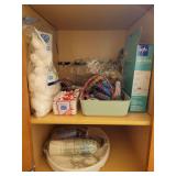 Items in Bathroom Closet: scale, Handheld Shower, Hair Supply, Blow Dryer, mirrors, misc