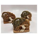 McCoy loom spinning wheel planters (one with damage )