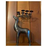 17”h brass deer candlestick holder