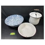 3 pieces of enamelware