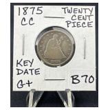 1875-CC Twenty Cent Peice - Key Date