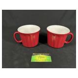 2 Red Stoneware Coffee Mugs