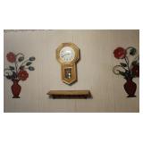 Quartz Wall Clock and Flower Decor