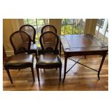 Theodore Alexander(?) Leather Top Card Table,Chair