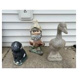 Concrete Yard Decor Dog, Gnome, and Goose