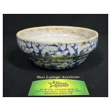 7 1/2" Spongeware Blue & White Stoneware bowl