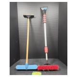 Car ice scraper and squeegee broom