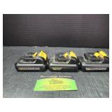 Three 12v lithium ion DeWalt batteries