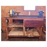 Craftsman lathe,Dayton motor,and wooden table