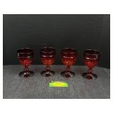 4 Fenton Ruby Water Goblets Plymouth Pattern