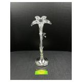 15" Tall Art Nouveua Glass/Silver Lily Vase