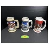 3 Budweiser Holiday Steins