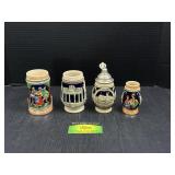 4 Small German Steins