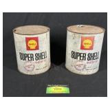 2 Shell Super Shell Motor Oil Cans