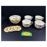 10pc Hall Autumn Leaf coasters, cups and drip jar