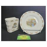 2pc Royal Doulton Bunnykins bank and plate