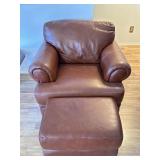 Red Leather Chair With Footrest