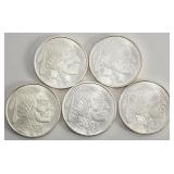 5 Uncirculated Buffalo .999 Fine Silver Coins