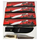 5 NIB Frost Cutlery Trapper Fixed Blade Knives