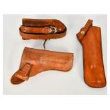 2 Leather Holsters & 1 Leather Rifle Sling