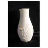 Small White Vase w/Butterfly & Flowers