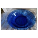 Cobalt Blue Ribbed Glass Bowl