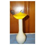 Vintage Jack In The Pulpit Satin Glass Yellow Vase