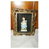 Mid Century Shadow Box Girl Figurine 3D Frame