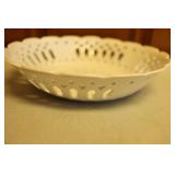 Vtg White Reticulated Cut Out Decorative Bowl