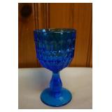 Blue Thumbprint Goblet