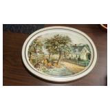 Lg Oval Tin w/Country Scene