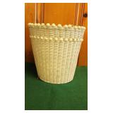 White Wicker Trash Can