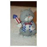 Patriotic Grey Kitty Figurine