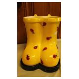 Yellow Rain Boots w/Lady Bugs Planter