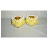 Two Yellow Chick Candle Holders