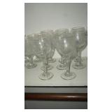 Eight Clear Wine Goblets with Christmas Scene